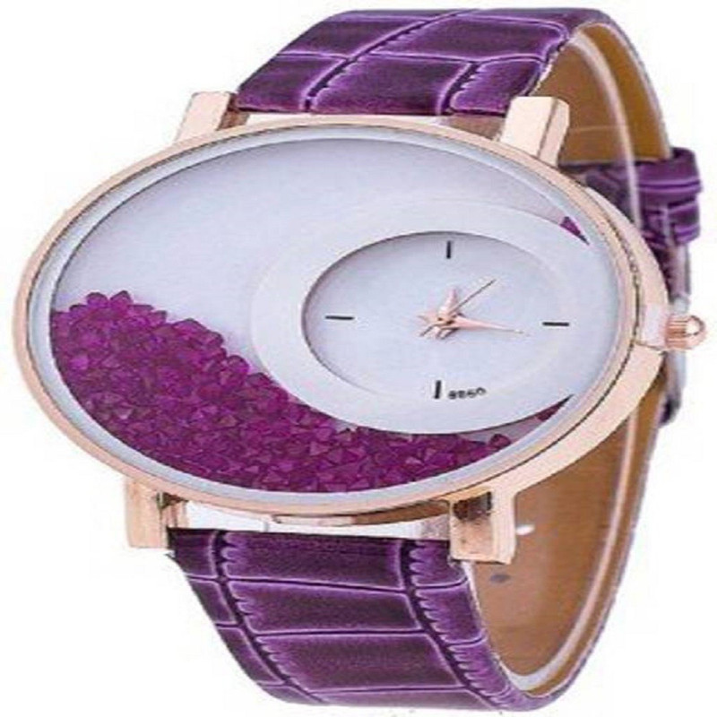 mukhiya hk mxre pnfh Purple leather strap super stylish wrist girls and women watch Analog Watch  - For Women