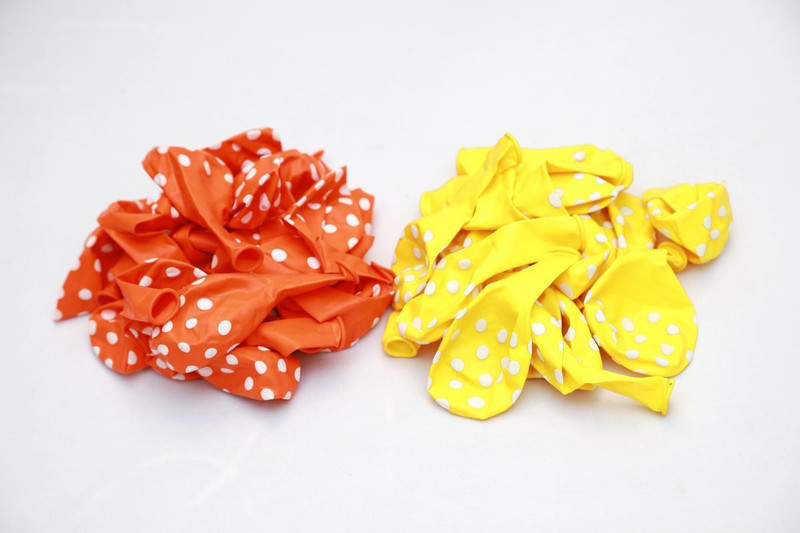 shopely Printed (yellow & orange) colour Polka Dot Balloons -pack of 50 Balloon(Multicolor, Pack of 50)