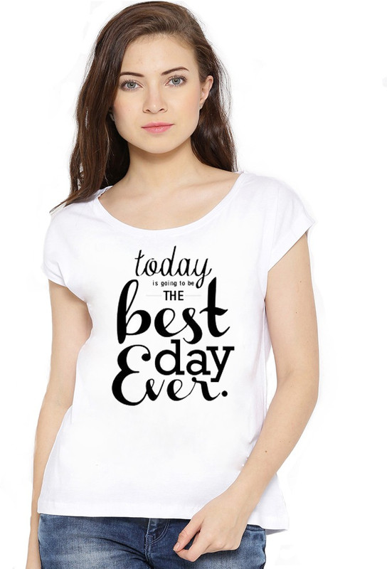 Lime Printed Women Round Neck White T-Shirt(Pack of 10)