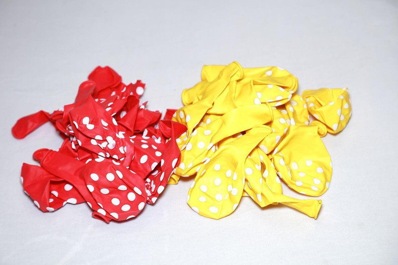 zeonely mart Printed (yellow &red ) colour Polka Dot Balloons -pack of 150 Balloon(Multicolor, Pack of 150)