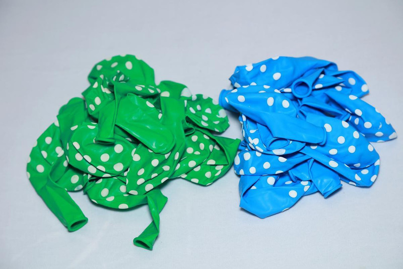 zeonely mart Printed (light blue & dark green) colour Polka Dot Balloons -pack of 100 Balloon(Multicolor, Pack of 100)