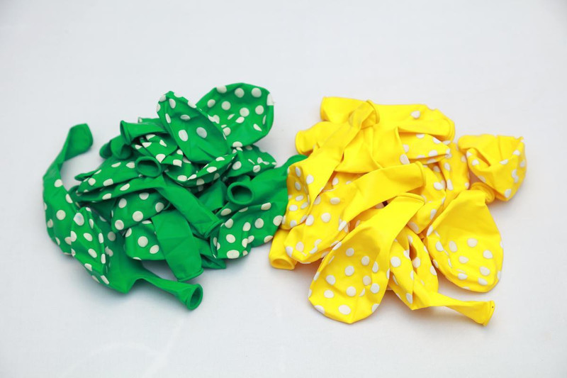 shopely Printed (yellow & dark green) colour Polka Dot Balloons -pack of 100 Balloon(Multicolor, Pack of 100)
