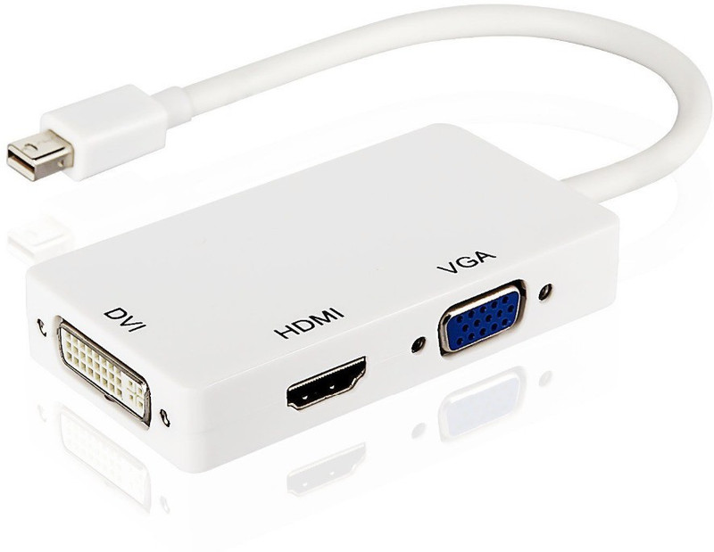 smacc mini displayport ( mini dp ) to Vga / Dvi / 10 m HDMI Adapter(Compatible with mini dp port, mac, mini thunderbolt port, White)