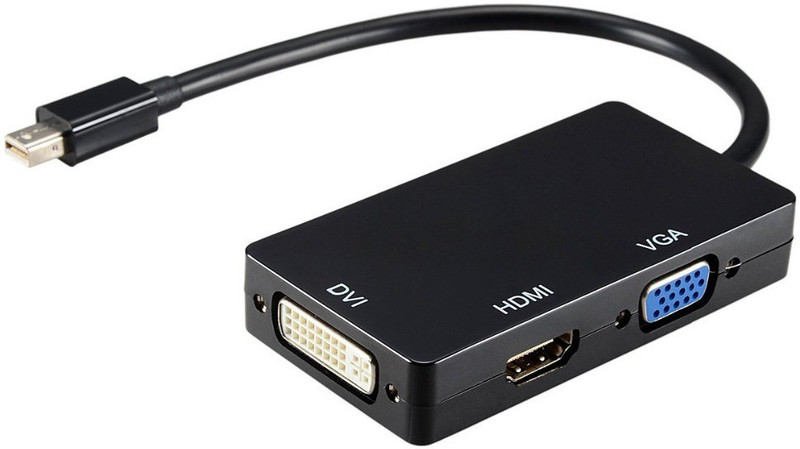 smacc mini displayport ( mini dp ) to Vga / Dvi / 10 m HDMI Adapter(Compatible with mini dp port, mac, mini thunderbolt port, Black, One Cable)