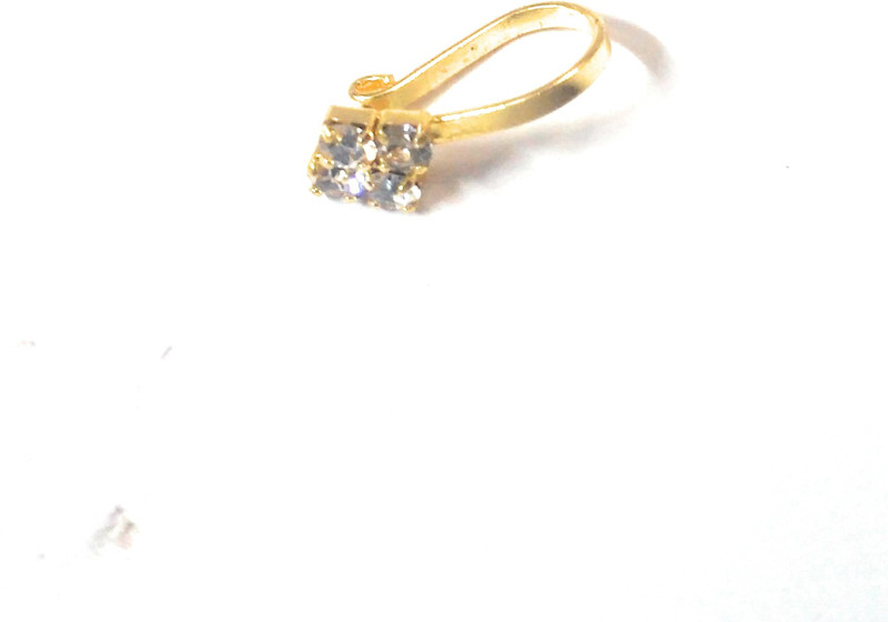 akshara jewels Cubic Zirconia Gold-plated Plated Brass Nose Ring