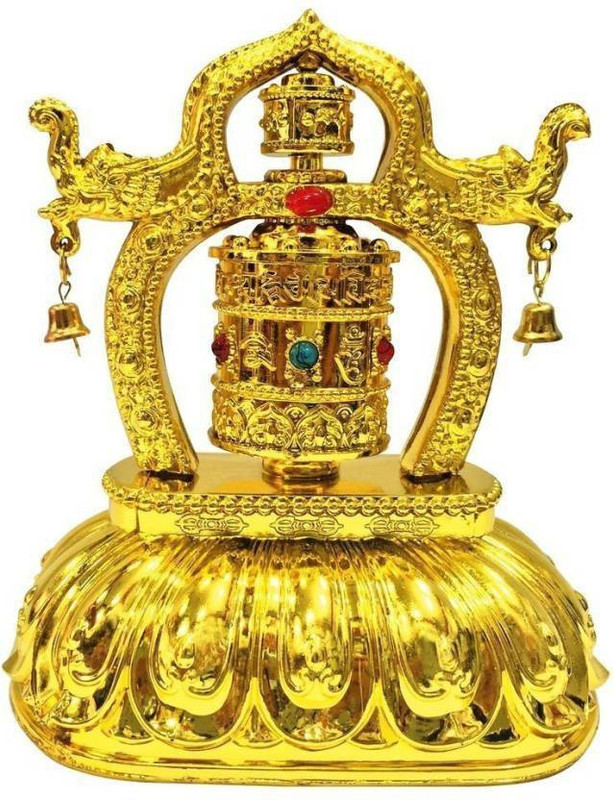 ashadeals Solar Rotating Tibetian Buddhist Prayer Wheel for Cars Dashboards Decorative Showpiece  -  6 cm(Plastic, Gold)