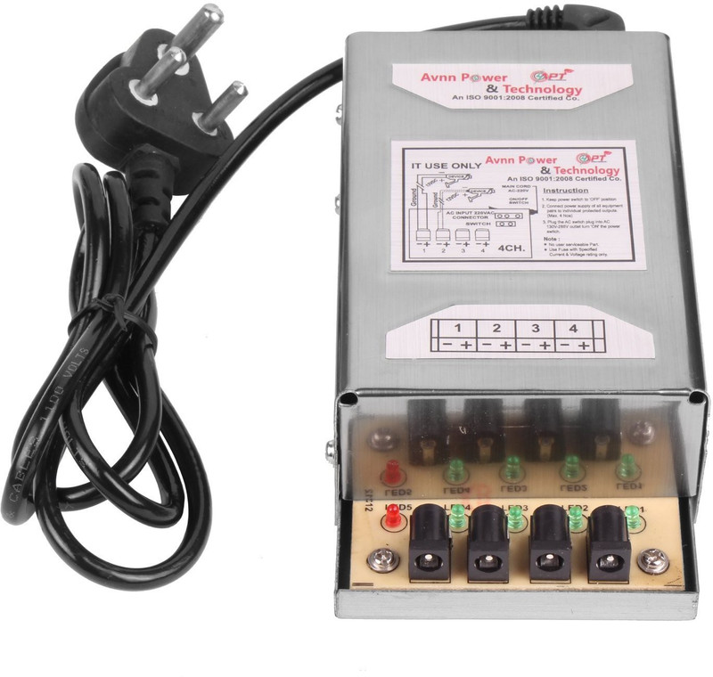 kathiriyas SMPS SMART Power Supply CCTV camera For 4 Channel (with DC PIN) 3 year warranty Camera Sync Terminal Adapter