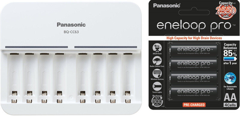 Panasonic BQCC63+2550 4PL BATTERY Camera Battery Charger(Black, White)