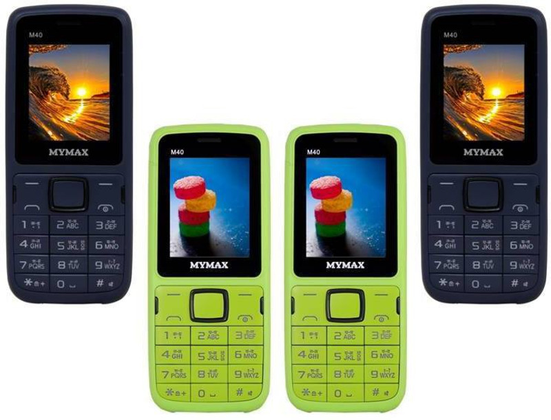 Mymax M40 Combo of Four Mobiles(Blue&Black$$Green&Black$$Green&Black$$Blue&Black)