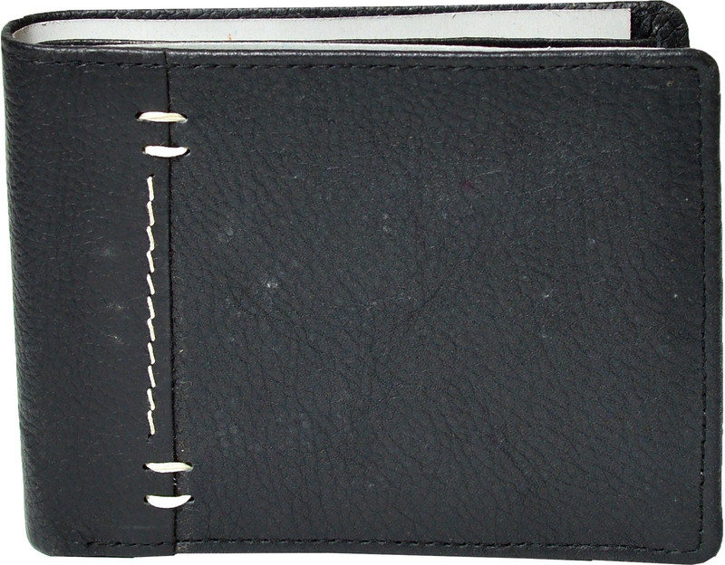 sceva Men Black Genuine Leather Wallet(6 Card Slots)