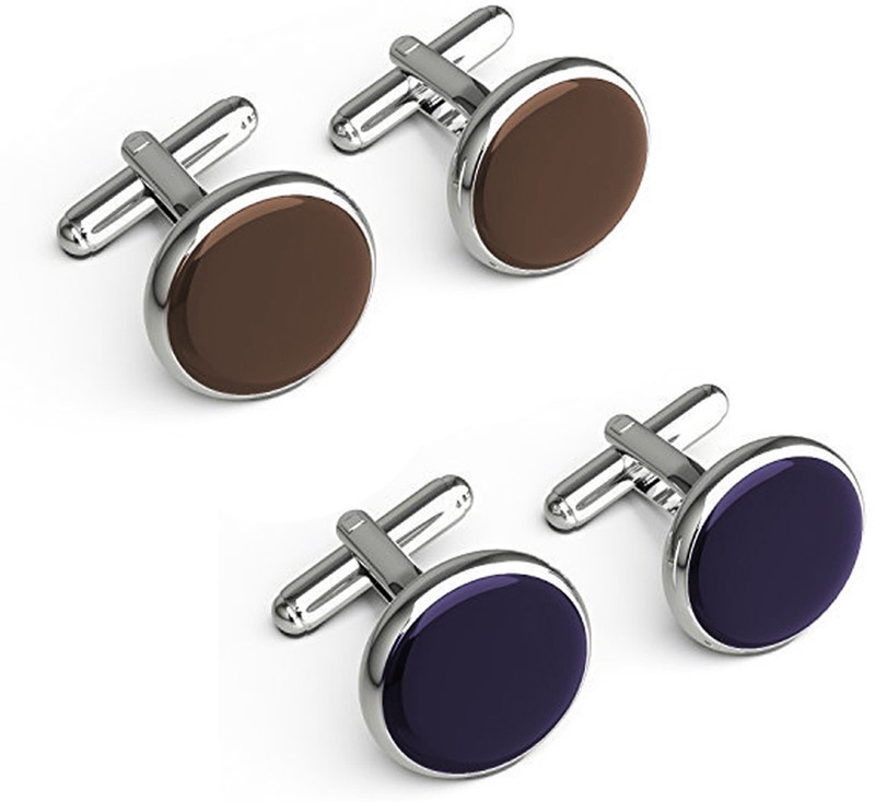 verceys Brass, Metal Cufflink Set(Brown, Blue)