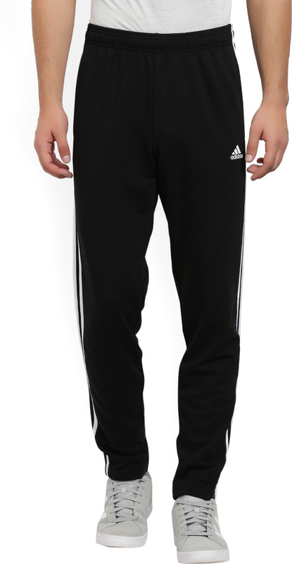 adidas solid men's black track pants
