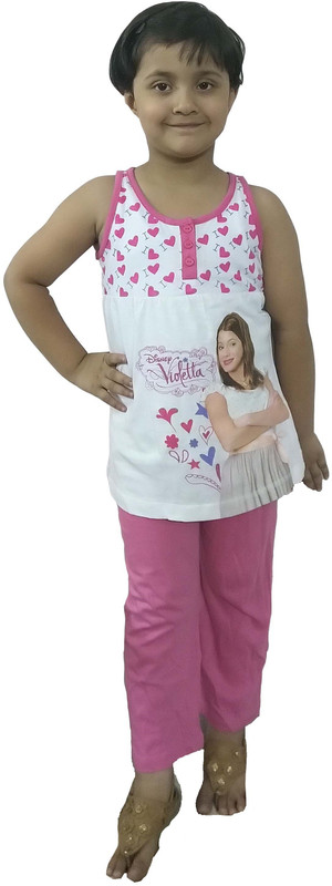 violetta Girls Casual Cotton Viscose Blend Top(White, Pack of 1)
