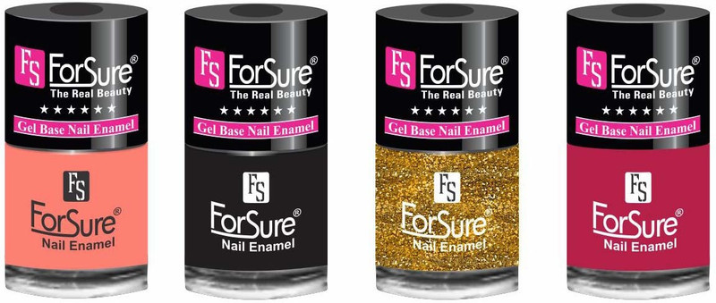 forsure HD color long lasting matte nail polish (set of 4) unique shades glitter dazzling, peach, black, glitter golden(Pack of 4)