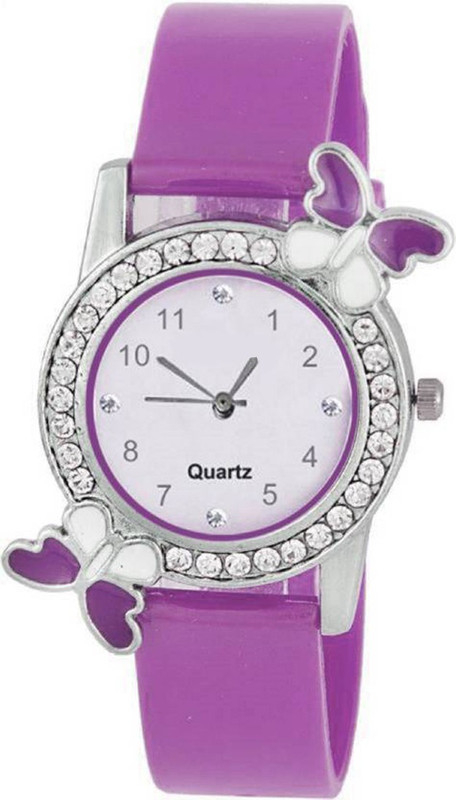 simone PURPLE diamond studded attractive butterfly stylish BUTTERFL Analog Watch  - For Girls