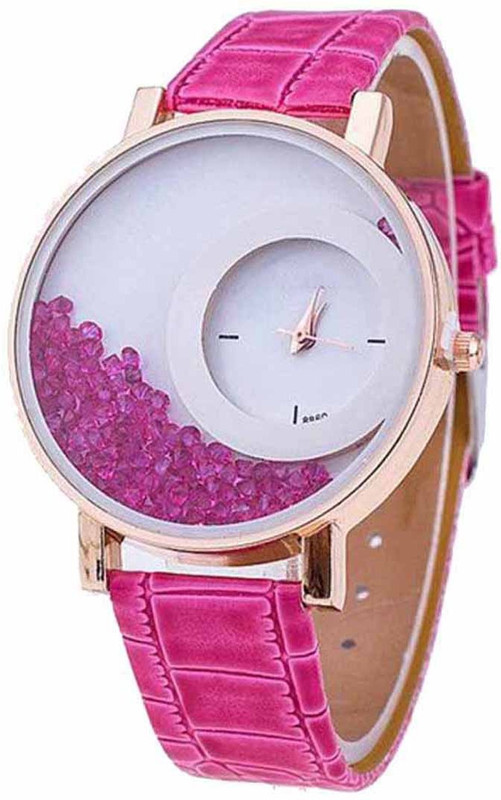 simone PINK MOVING CRYSTAL beads MXRE@ original M Analog Watch  - For Girls