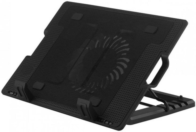 techno Adjustable Ergo Laptop Stand with 14cm Fan with USB HUB 1 Fan Cooling Pad(Black)