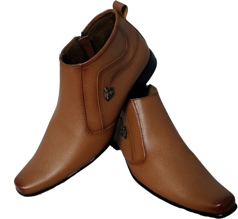 m2cindia M2C Mens Boots with Tan Colour One Side Zip High Tops For Men(Tan)