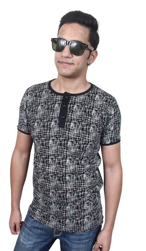 xtra lyf Printed Men Henley Multicolor T-Shirt