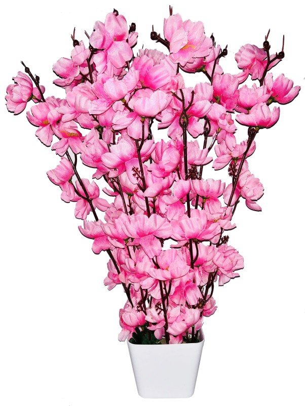 Delmohut Beautiful Artificial Flower Pot with Vase for Home Decor/Hotel Decor/Office Decor/Gifts - Finest Quality Pink Orchids Artificial Flower  with Pot(13 inch, Pack of 1)
