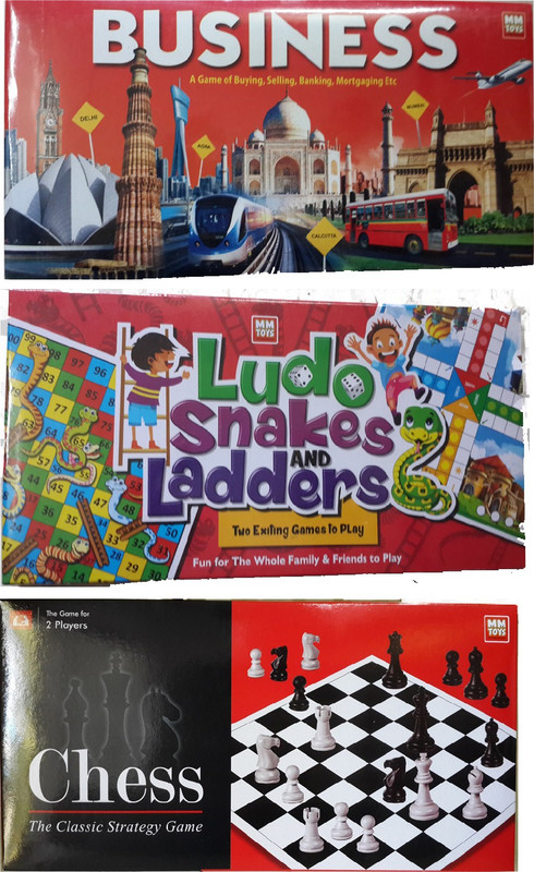 NILSEA , MMT Mini Business Popular + Mini Ludo Snakes & Ladders (2 In 1) + Mini Chess Set (The Classic Strategy Game), Sets of 3 Strategy & War Board Game