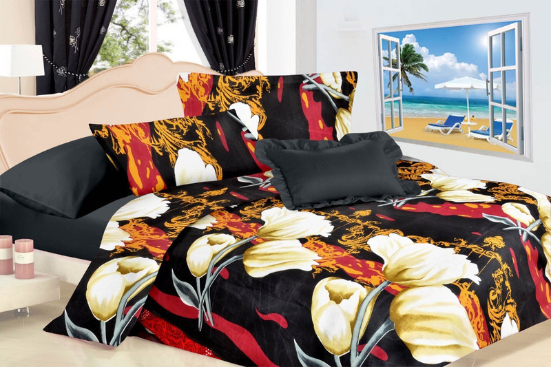 truffle 144 TC Polyester Double Printed Bedsheet(Pack of 1, Multicolor)