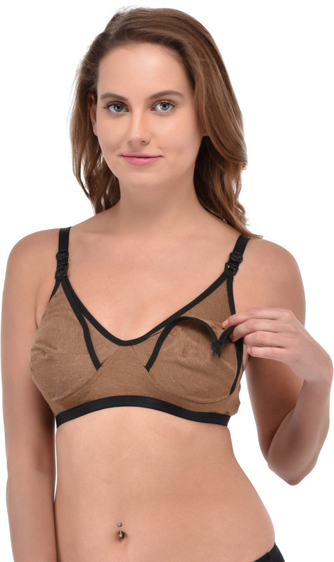 Fabme Feeding Melange Women Maternity/Nursing Non Padded Bra(Brown)