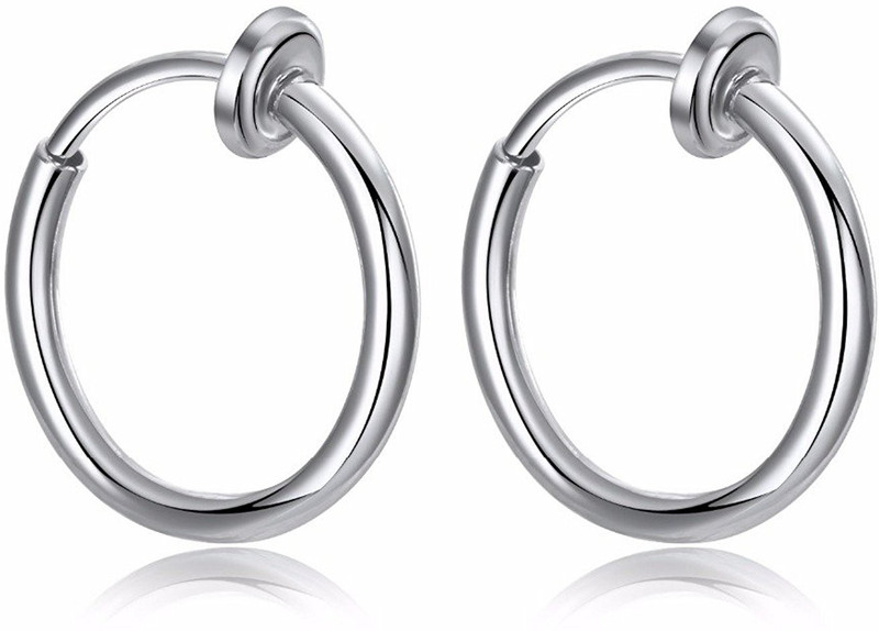 shopolica Earrings Silver Lip Nose Belly Eyebrow Earrings Body Jewellery for Men & Women Stainless Steel Huggie Earring