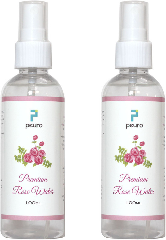 peuro Rose Water Toner spray for Face and skin , Natural rose water, 100% pure, No chemicals added, No artificial fragrance added. (Pack of 2*100ml)(200 ml)