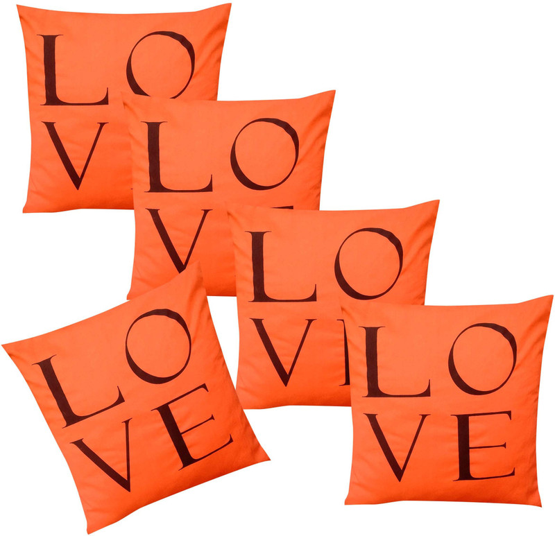 vishal store Printed Cushions Cover(Pack of 5, 40*40, Orange)