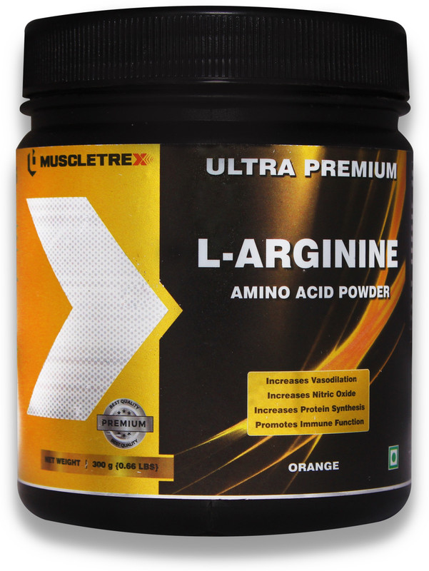 Biotrex Nutraceuticals Muscletrex Ultra Premium L-Arginine Amino Acid Powder, Orange - 300gm (0.66 lbs) EAA (Essential Amino Acids)(300 g, Orange)