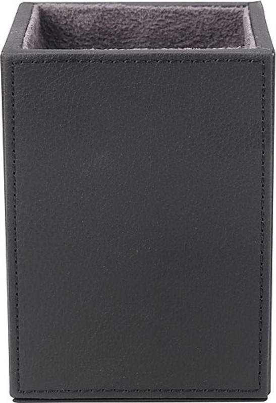 artikle 1 Compartments Leather Leather Pencil Cup(Black)