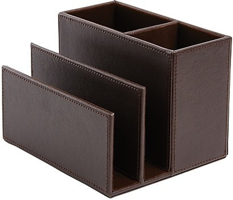 artikle 4 Compartments Leather All In One leather Desk Organizer(Brown)