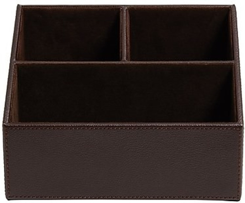 artikle 3 Compartments Leather Leather Desk Organizer(Brown)