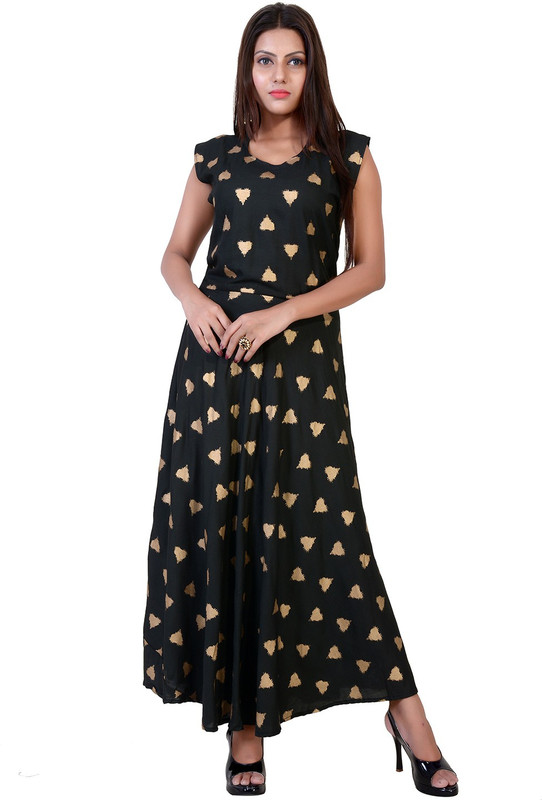 fabcolors Women Maxi Black Dress
