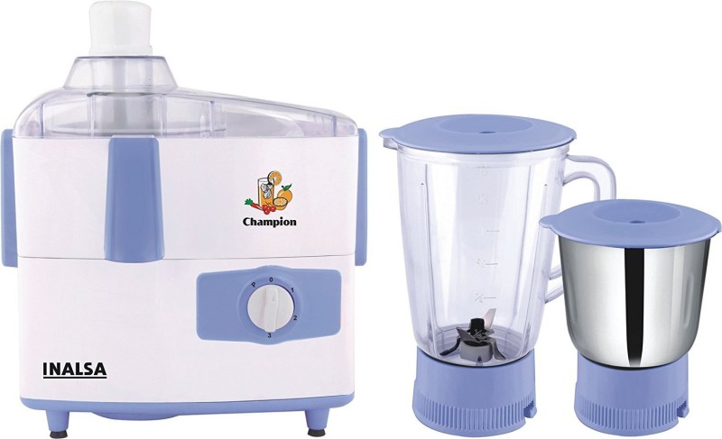 Inalsa Champion 450 W Juicer Mixer Grinder(Light Blue, White, 2 Jars)