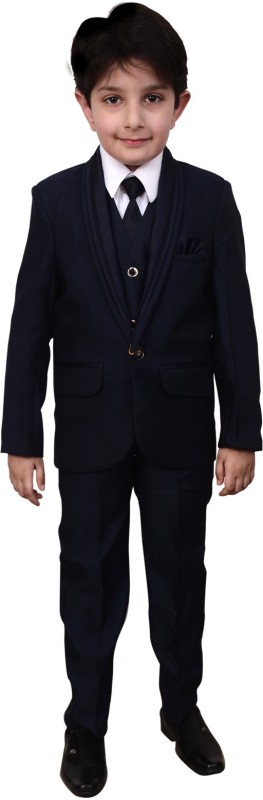 Arshia Fashions Five Piece Coat Suit Set Solid Boys Suit
