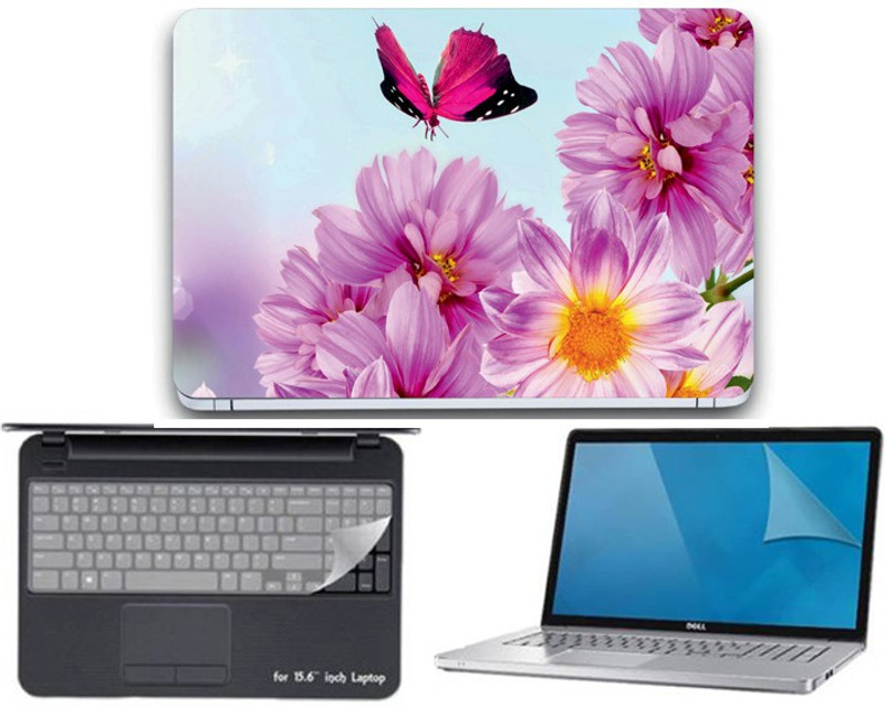Gallery 83 ® butterfly wallpaper 3 in 1 combo pack with laptop skin sticker decal, key guard, Screen protector all are laptop 15.6 inch Combo Set 3435 vinyl Laptop Decal 15.6 Combo Set