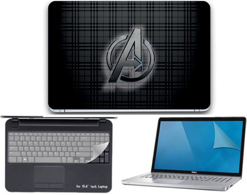 Gallery 83 ® avanger logo wallpaper 3 in 1 combo pack with laptop skin sticker decal, key guard, Screen protector all are laptop 15.6 inch Combo Set 3403 vinyl Laptop Decal 15.6 Combo Set