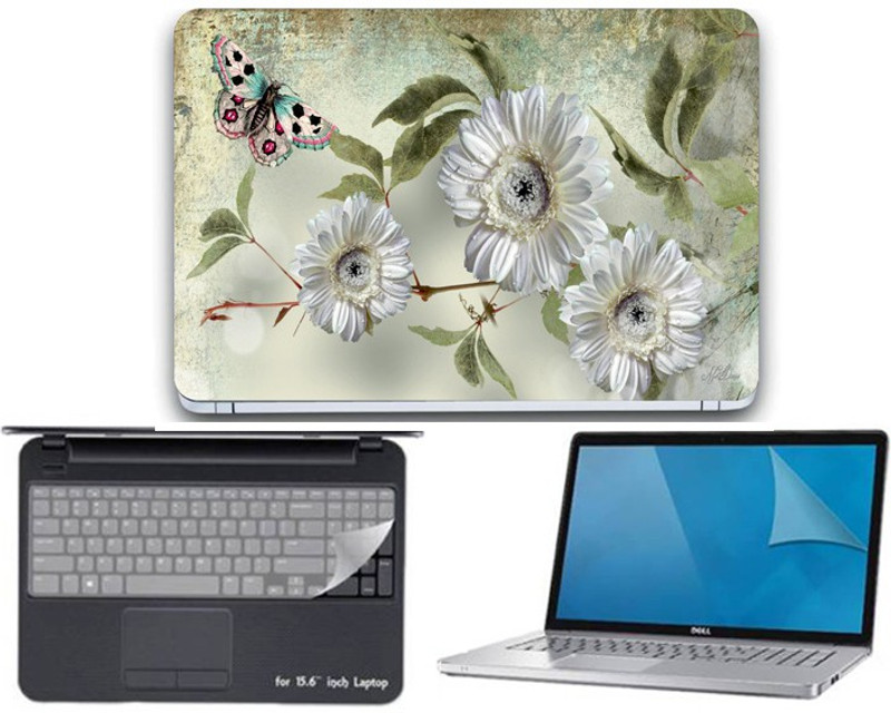 Gallery 83 ® butterfly wallpaper 3 in 1 combo pack with laptop skin sticker decal, key guard, Screen protector all are laptop 15.6 inch Combo Set 3438 vinyl Laptop Decal 15.6 Combo Set