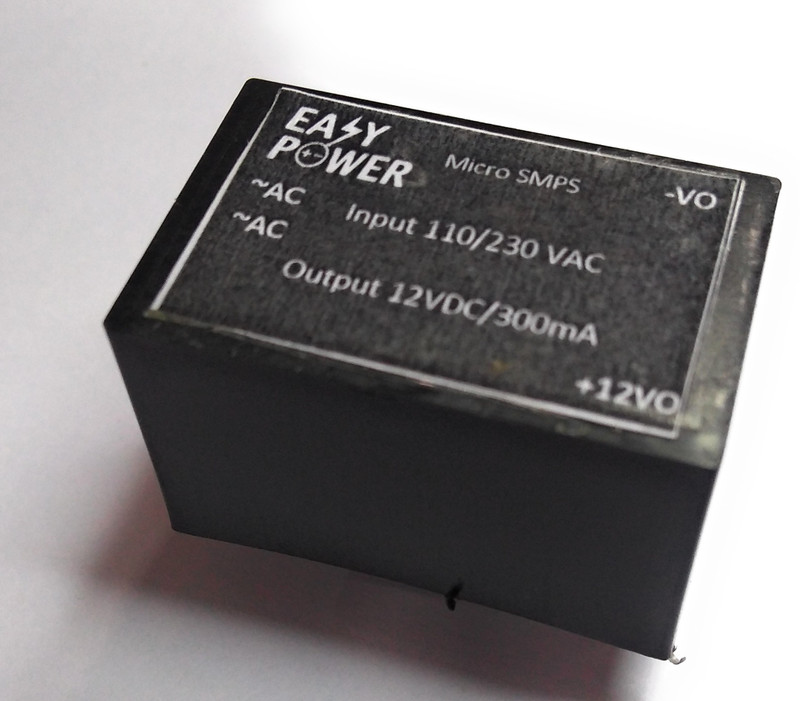 microsmps PCB mountable 230 VAC to 12 VDC / 200 mA isolated power supply module(Black)