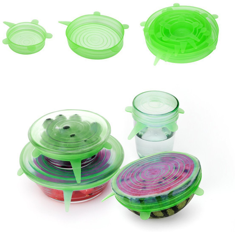 Happy2Buy Pack Of 6 Silicone Stretch Lids for Bowl, Can, Jar, Glassware, Food Saver Covers Safe in Dishwasher, Microwave and Freezer Mixer Jar Lid