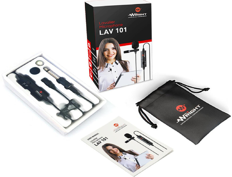 wright LAV 101 Omnidirectional Lapel Lavalier Microphone With 20ft Audio Cable For Smartphone, DSLR, Laptop And Amplifier Microphone