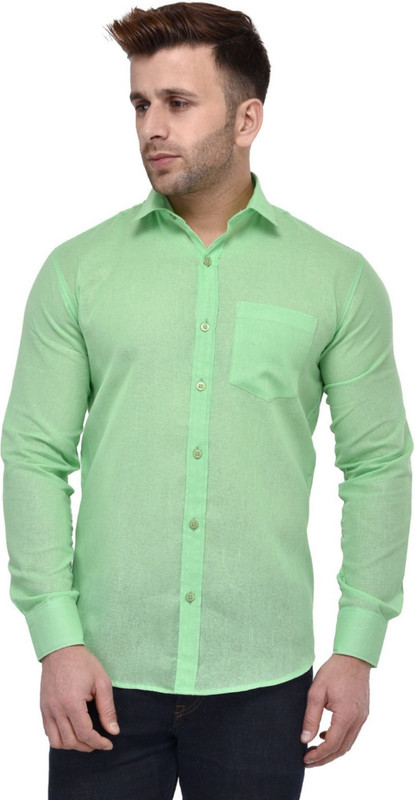 gavi Men Solid Formal Green Shirt