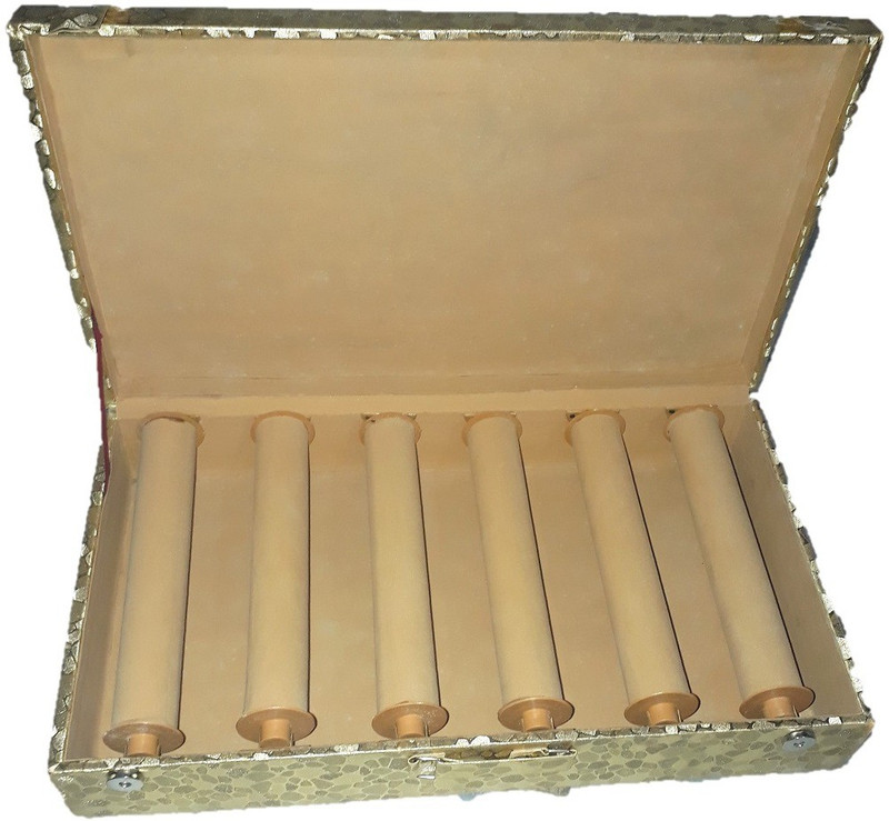 shivanshshine 6 Roll Rod Wodden Velvet Bangles Box , Vanity Box (Golden) Jewellery Organizer Vanity Box(Golden)