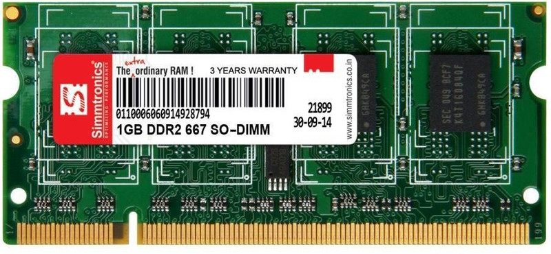 SIMTRONICS 1GB DDR2 667MHZ LAPTOP RAM DDR2 1 GB (Single Channel) Laptop (1GB DDR2 667MHZ LAPTOP RAM)(Green)