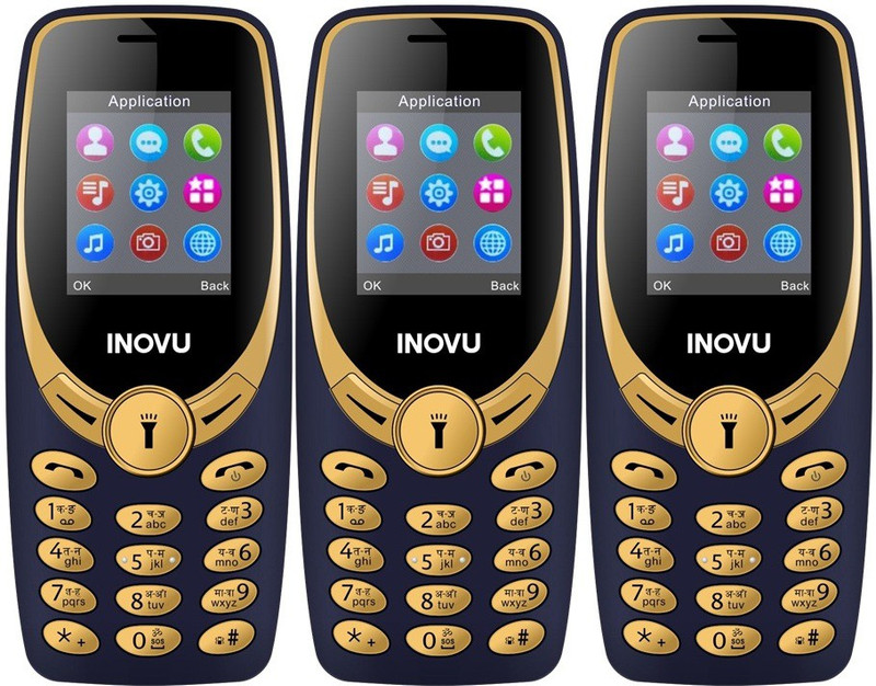 Inovu A1s Pack of Three Mobiles(Blue&Gold$$Blue&Gold$$Blue&Gold)