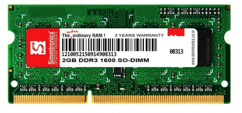 simtronics simmtronics 2 gb ddr3 laptop- pc1600. DDR3 2 GB (Single Channel) Laptop (simmtronics 2 gb ddr3 laptop- pc1600.)(Green)