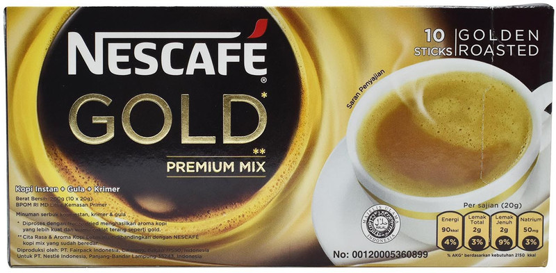 Nescafe Gold Premium Mix, 10 Sticks Golden Roasted - 200g (10x20g) Instant Coffee(200 g)