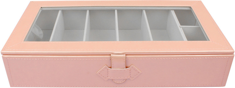 fabbity 6 Compartments Faux Leather Sunglasses Organizer(Pink)